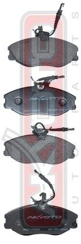 КОЛОДКИ ТОРМОЗНЫЕ ДИСКОВЫЕ ПЕРЕДНИЕ С ДАТЧИКОМ AKYOTO AKD0303