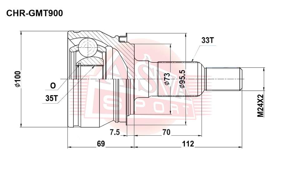 ШРУС НАРУЖНЫЙ 35X728X33 ASVA CHRGMT900