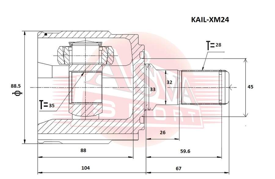 ШРУС внутренний левый 35x33x28 ASVA KAILXM24