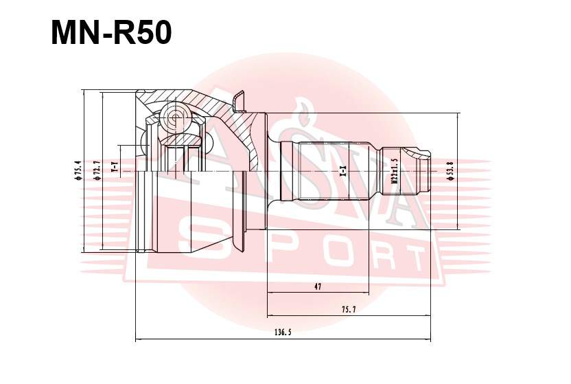 ШРУС НАРУЖНЫЙ 21X54X26 ASVA MNR50