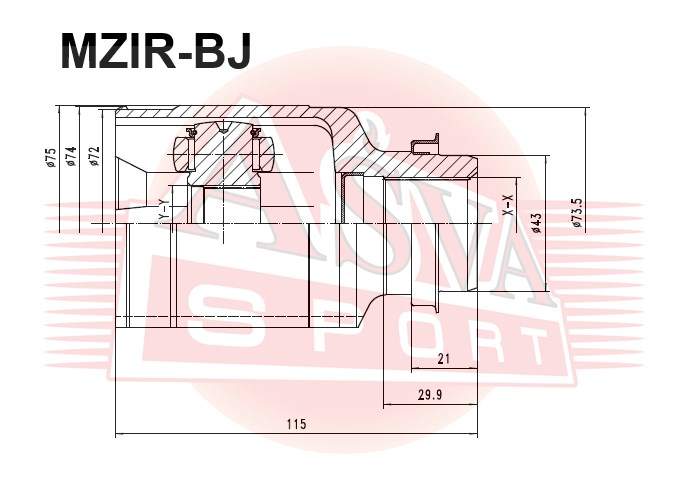 ШРУС ВНУТРЕННИЙ ПРАВЫЙ 29X43X28 ASVA MZIRBJ